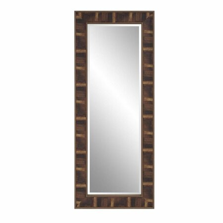 HOMEROOTS Rich Rustic Brown Faux Wood Full Body Wall Mirror 401214